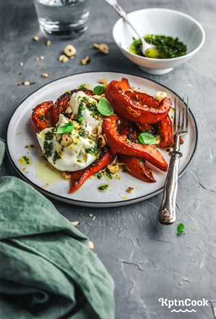 Büffelmozzarella mit geröstetem Kürbis